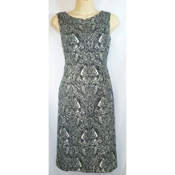 NWT Talbots Women’s Black Paisley Sleeveless Sheath Cotton Dress - Picture 1 of 11